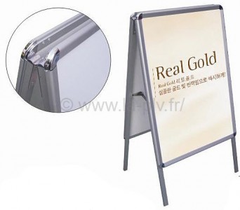 Chevalet Stop-trottoir Double Face Wiltec - Format A1, Réservoir D'eau, Cadre Aluminium 79x50x114,5 Cm
