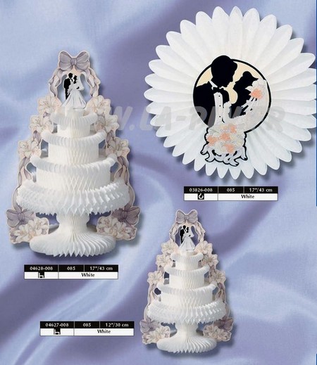 déco papier - décoration thème le mariage : fleur blanche et pièces montées